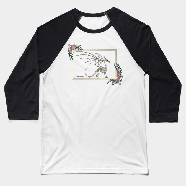 Dragon Skeleton Baseball T-Shirt by JBeasleyDesigns